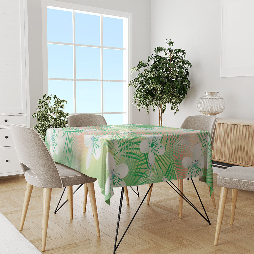 Green Aloha Hawaiian Tablecloth Tropical Flower Palm Leaf Pattern LT19 - Polynesian Pride