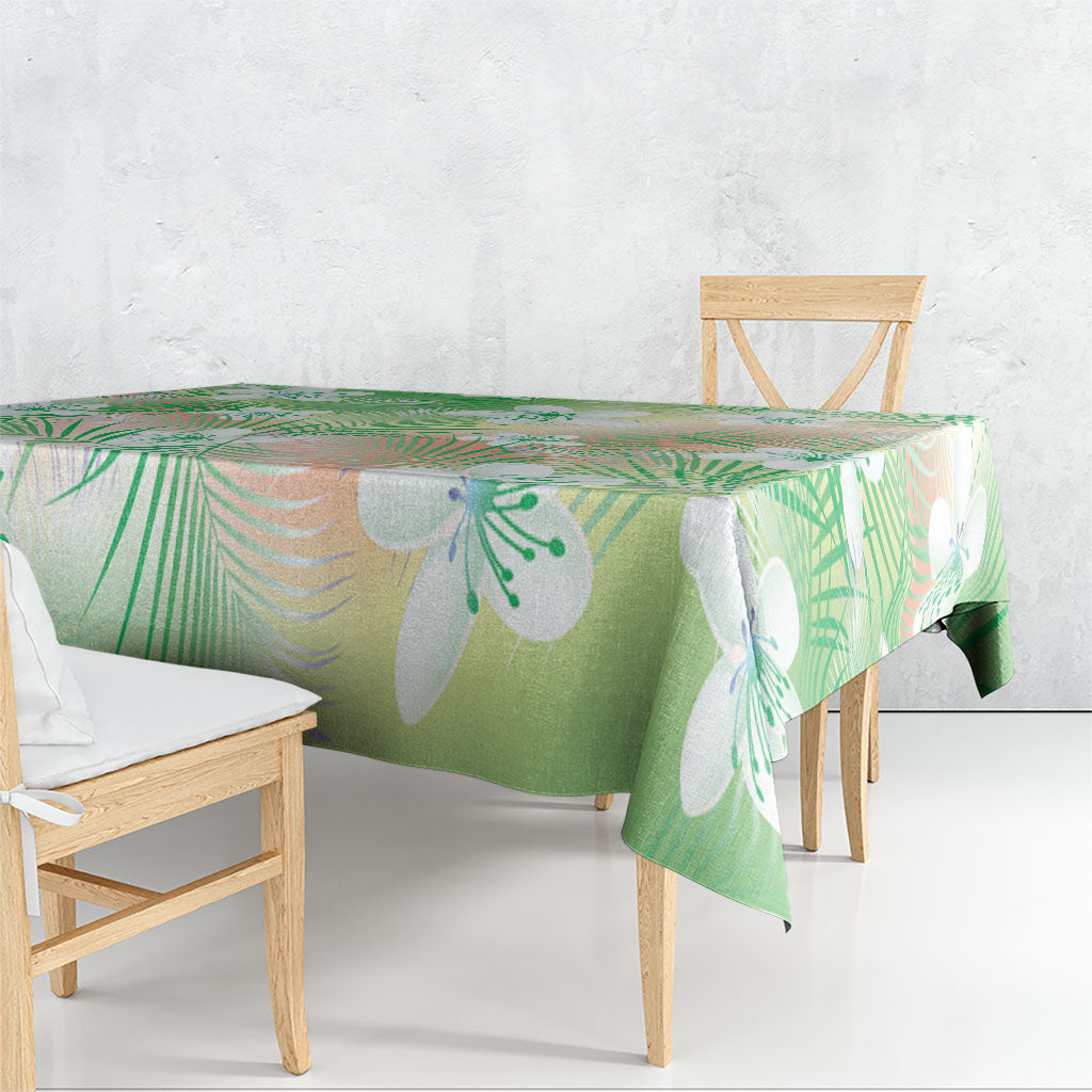 Green Aloha Hawaiian Tablecloth Tropical Flower Palm Leaf Pattern LT19 - Polynesian Pride