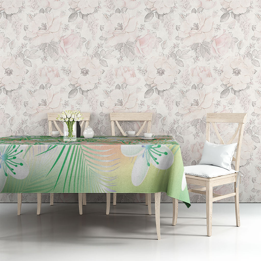 Green Aloha Hawaiian Tablecloth Tropical Flower Palm Leaf Pattern LT19 - Polynesian Pride
