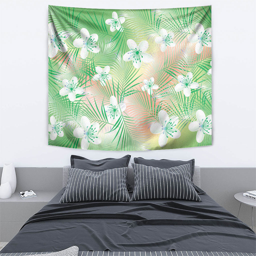 Green Aloha Hawaiian Tapestry Tropical Flower Palm Leaf Pattern LT19 - Polynesian Pride