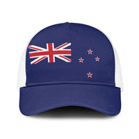 New Zealand Baseball Net Cap National Flag Colors LT19 One Size White Blue - Polynesian Pride