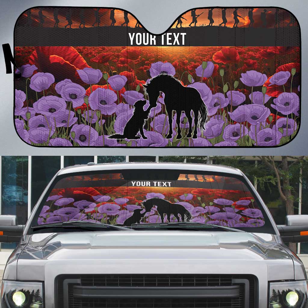 Personalised ANZAC Day Auto Sun Shade Remembering the Animals of War