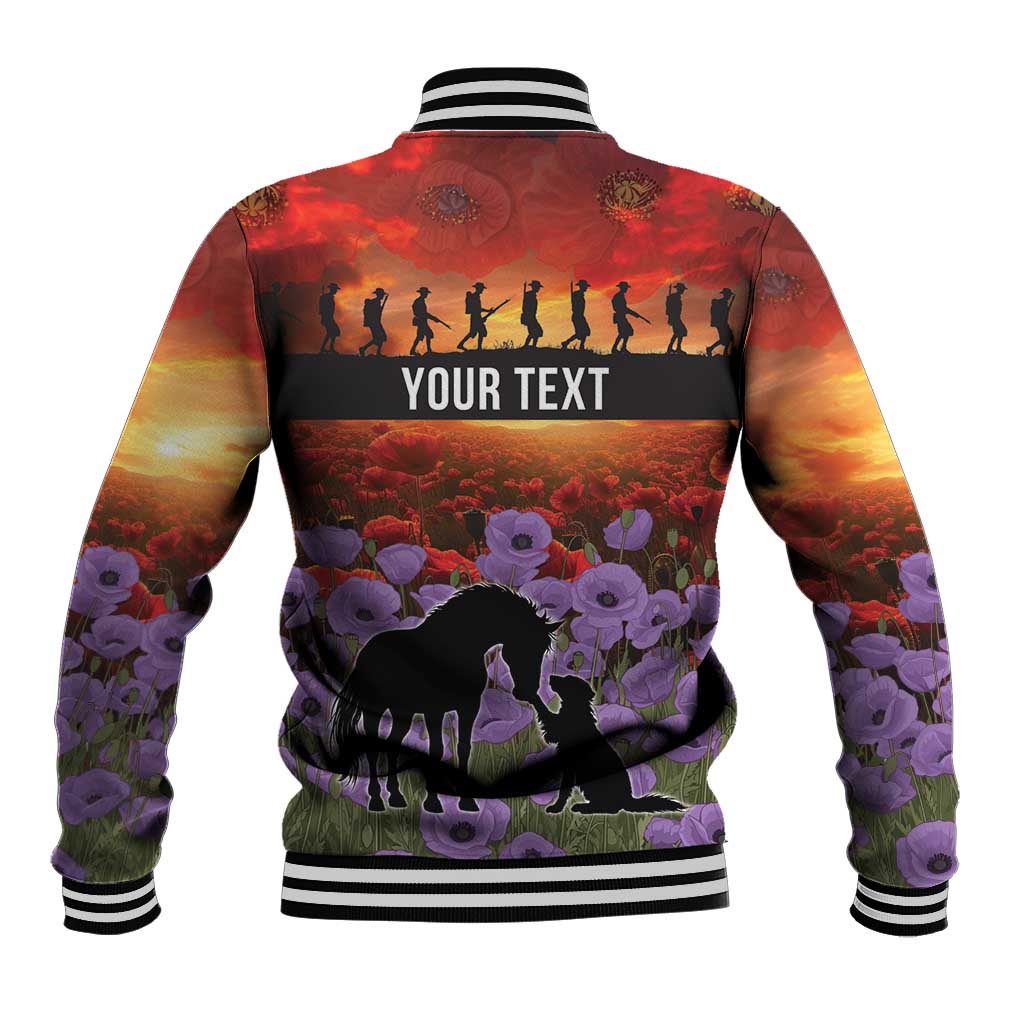 Personalised ANZAC Day Baseball Jacket Remembering the Animals of War
