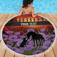 Personalised ANZAC Day Beach Blanket Remembering the Animals of War