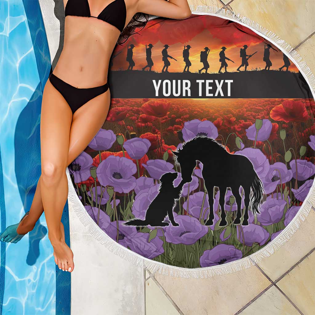 Personalised ANZAC Day Beach Blanket Remembering the Animals of War