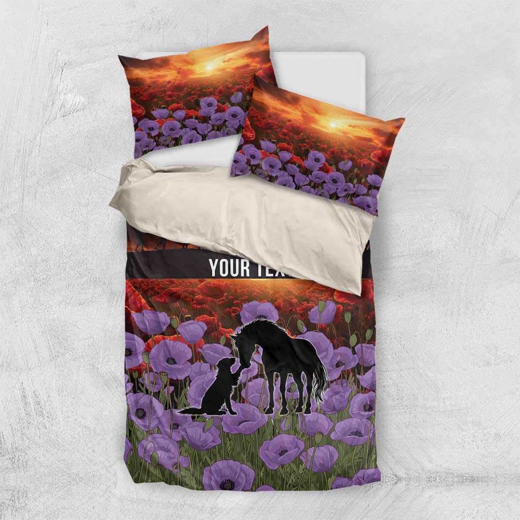 Personalised ANZAC Day Bedding Set Remembering the Animals of War LT19 US Twin 172cm x 218cm Purple - Polynesian Pride