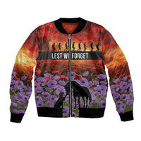 Personalised ANZAC Day Bomber Jacket Remembering the Animals of War LT19 Unisex Purple - Polynesian Pride