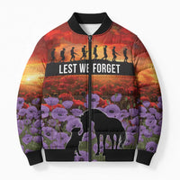 Personalised ANZAC Day Bomber Puffer Jacket Remembering the Animals of War