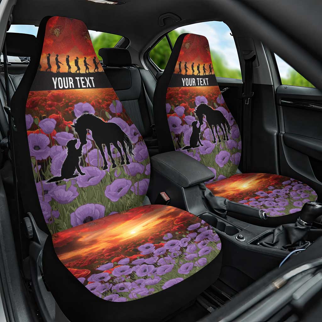 Personalised ANZAC Day Car Seat Cover Remembering the Animals of War LT19 One Size Purple - Polynesian Pride
