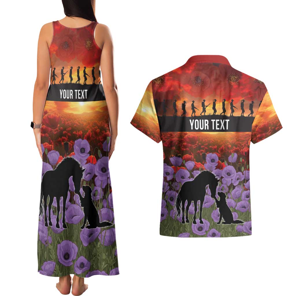 Personalised ANZAC Day Couples Matching Tank Maxi Dress and Hawaiian Shirt Remembering the Animals of War LT19 - Polynesian Pride