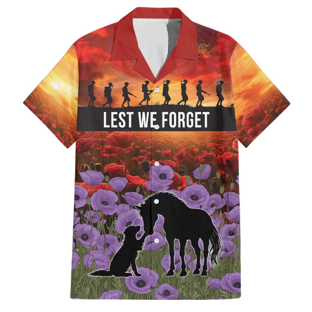 Personalised ANZAC Day Family Matching Long Sleeve Bodycon Dress and Hawaiian Shirt Remembering the Animals of War