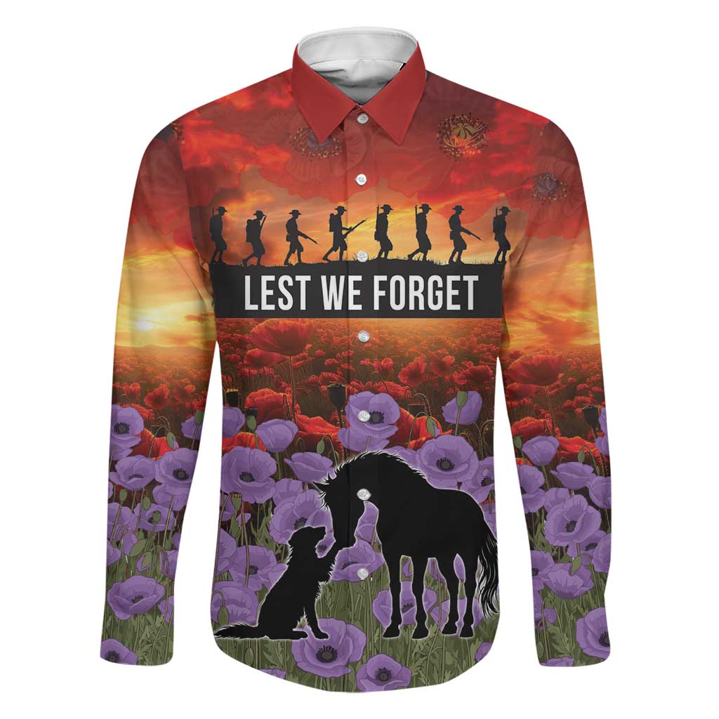 Personalised ANZAC Day Family Matching Long Sleeve Bodycon Dress and Hawaiian Shirt Remembering the Animals of War