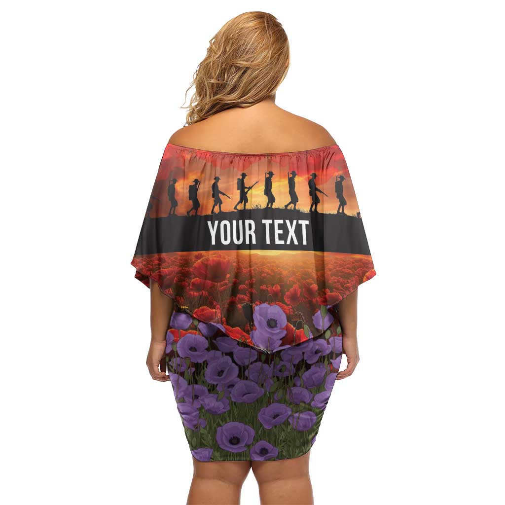 Personalised ANZAC Day Family Matching Off Shoulder Short Dress and Hawaiian Shirt Remembering the Animals of War