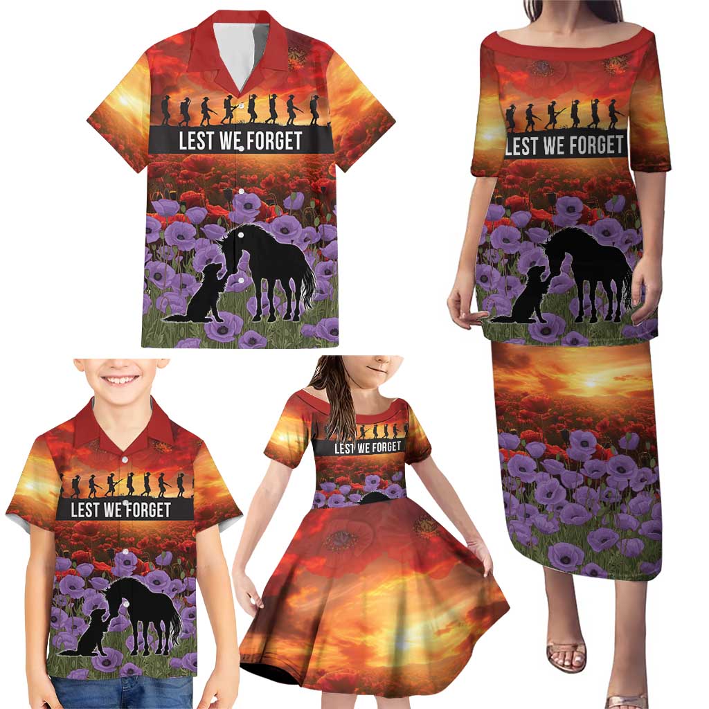Personalised ANZAC Day Family Matching Puletasi and Hawaiian Shirt Remembering the Animals of War LT19 - Polynesian Pride