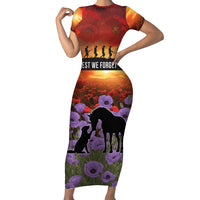 Personalised ANZAC Day Family Matching Short Sleeve Bodycon Dress and Hawaiian Shirt Remembering the Animals of War