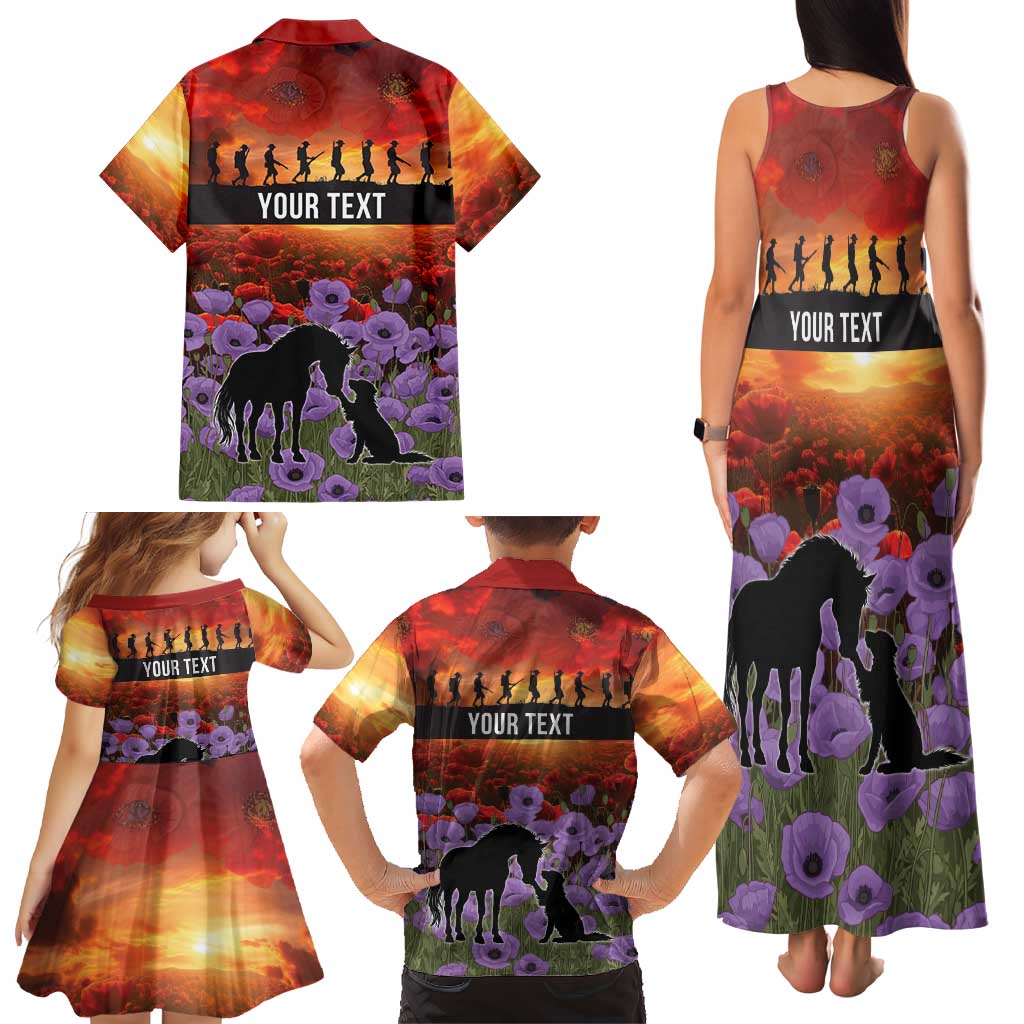 Personalised ANZAC Day Family Matching Tank Maxi Dress and Hawaiian Shirt Remembering the Animals of War