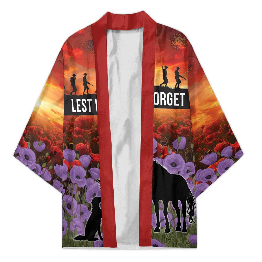 Personalised ANZAC Day Kimono Remembering the Animals of War LT19 Unisex Purple - Polynesian Pride