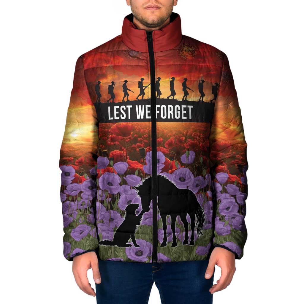 Personalised ANZAC Day Padded Jacket Remembering the Animals of War
