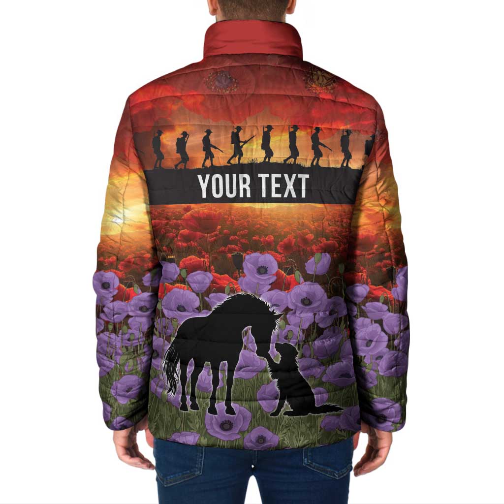 Personalised ANZAC Day Padded Jacket Remembering the Animals of War