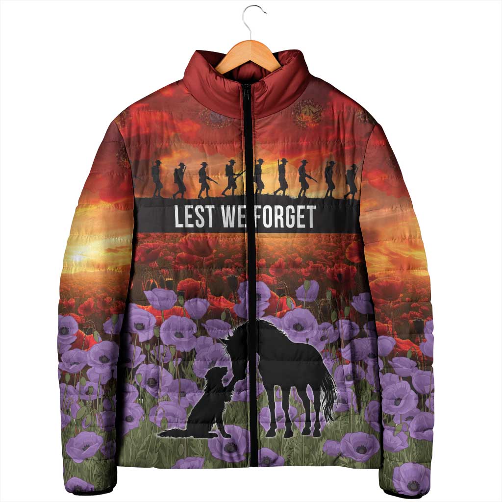 Personalised ANZAC Day Padded Jacket Remembering the Animals of War