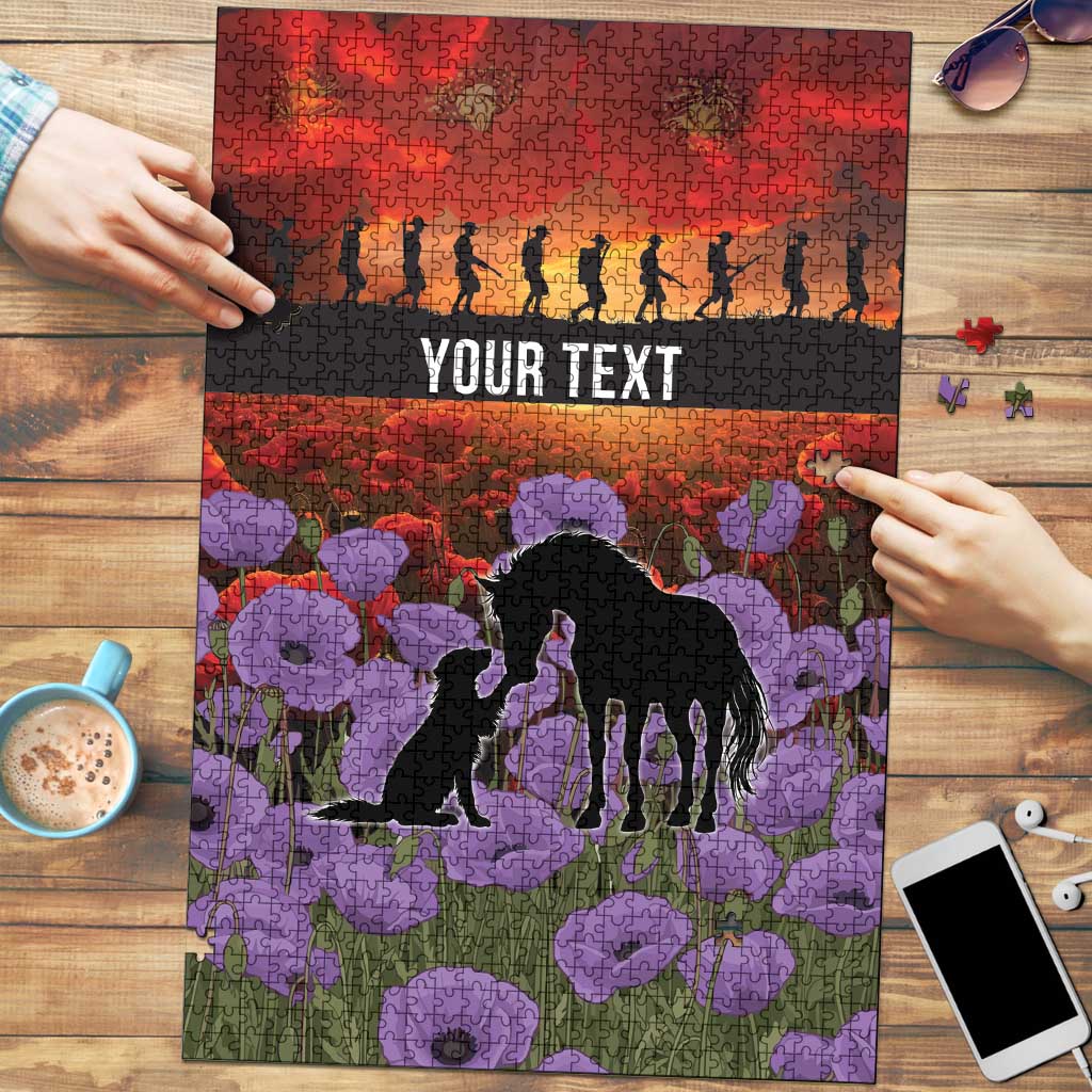 Personalised ANZAC Day Puzzle Remembering the Animals of War LT19 Purple - Polynesian Pride