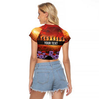 Personalised ANZAC Day Raglan Cropped T Shirt Remembering the Animals of War