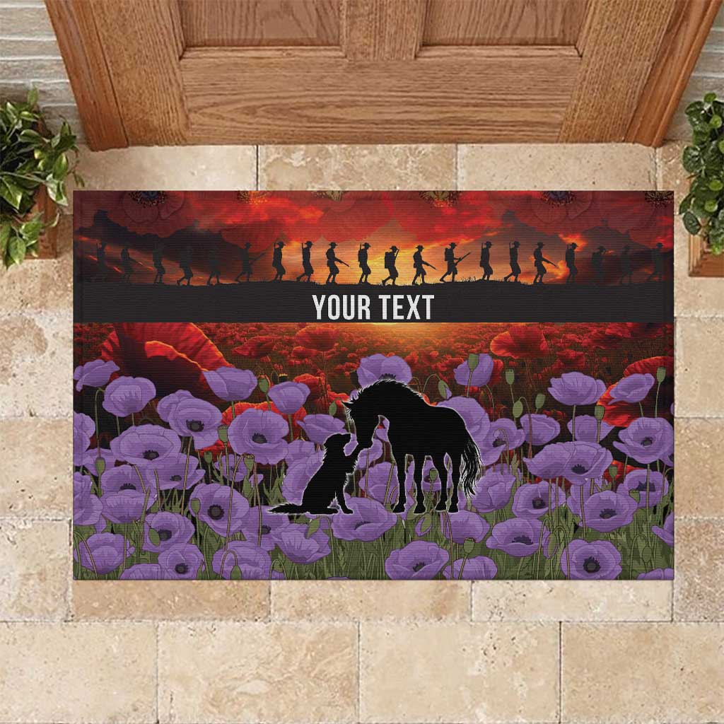 Personalised ANZAC Day Rubber Doormat Remembering the Animals of War