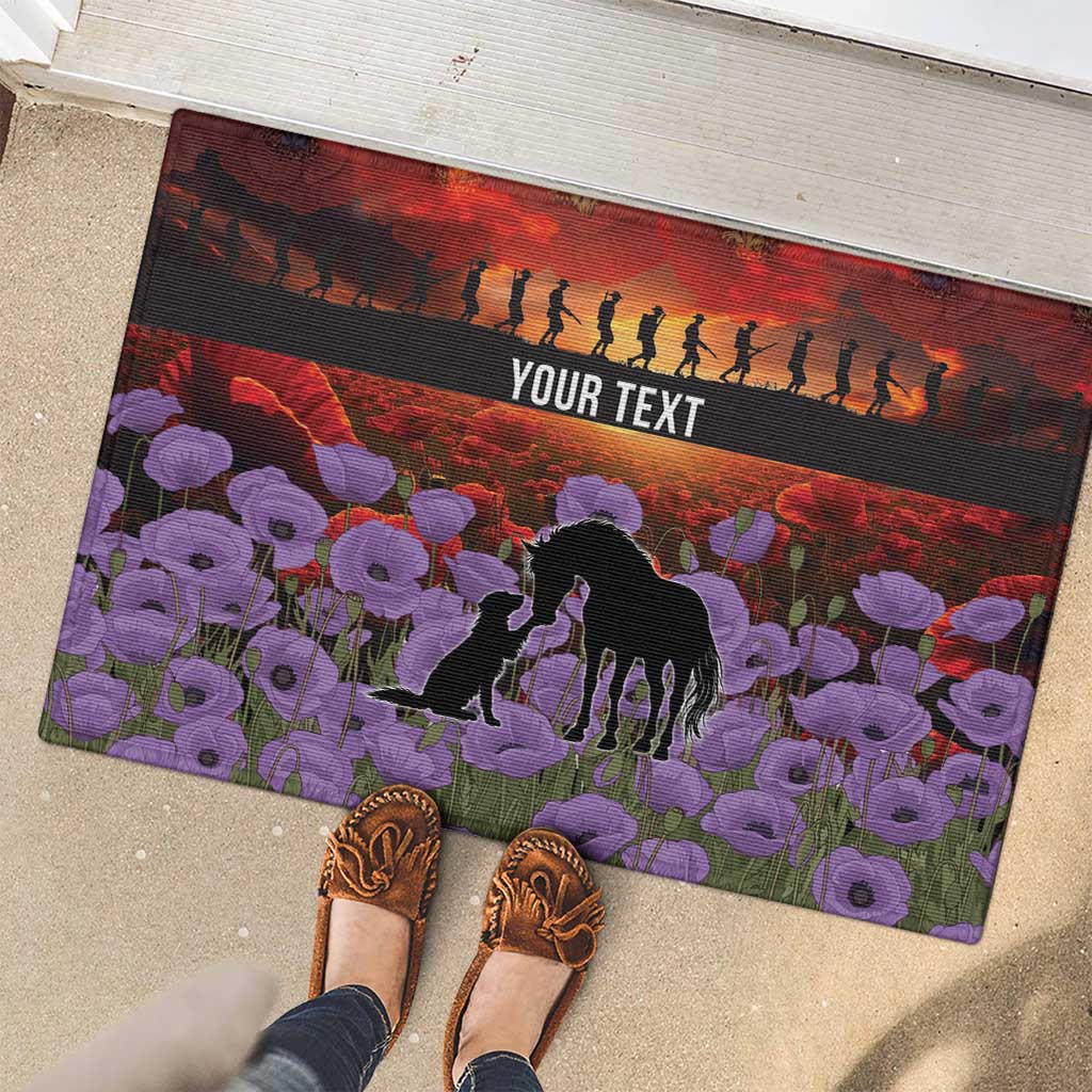 Personalised ANZAC Day Rubber Doormat Remembering the Animals of War