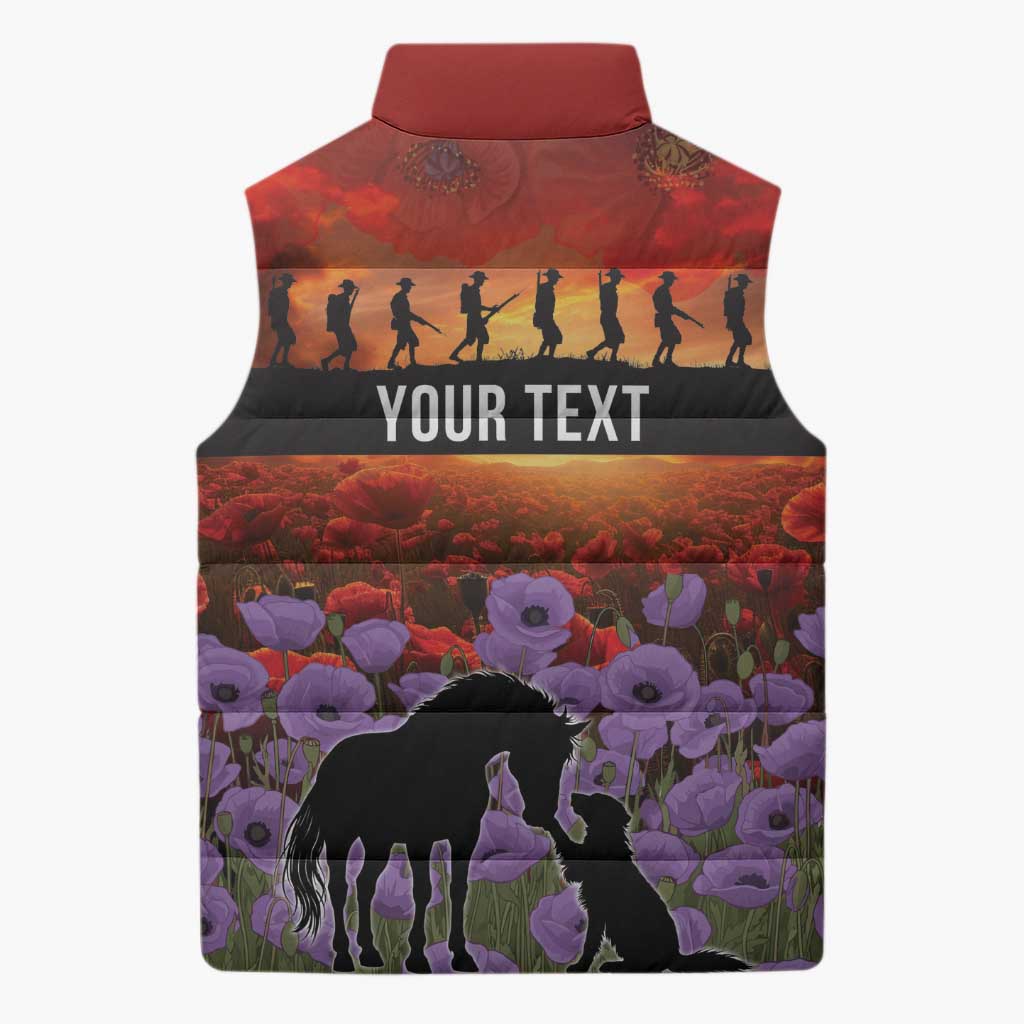 Personalised ANZAC Day Sleeveless Puffer Jacket Remembering the Animals of War