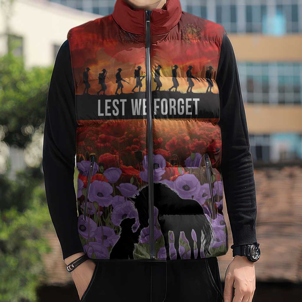 Personalised ANZAC Day Sleeveless Puffer Jacket Remembering the Animals of War