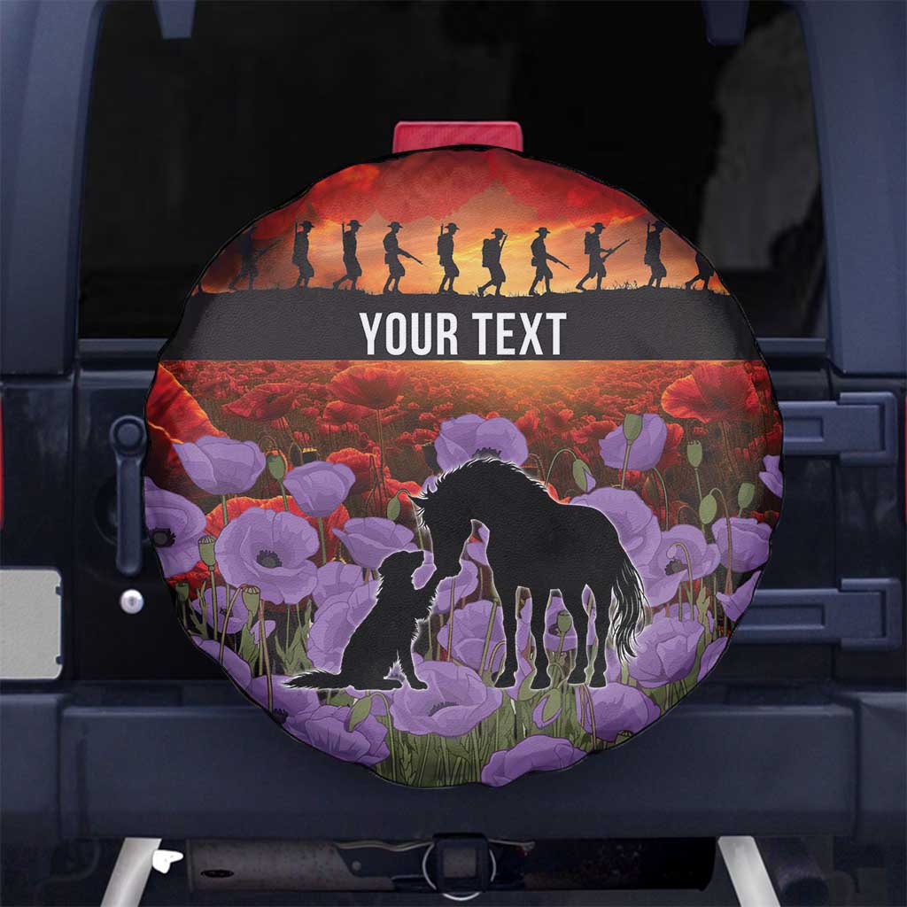 Personalised ANZAC Day Spare Tire Cover Remembering the Animals of War LT19 No hole Purple - Polynesian Pride