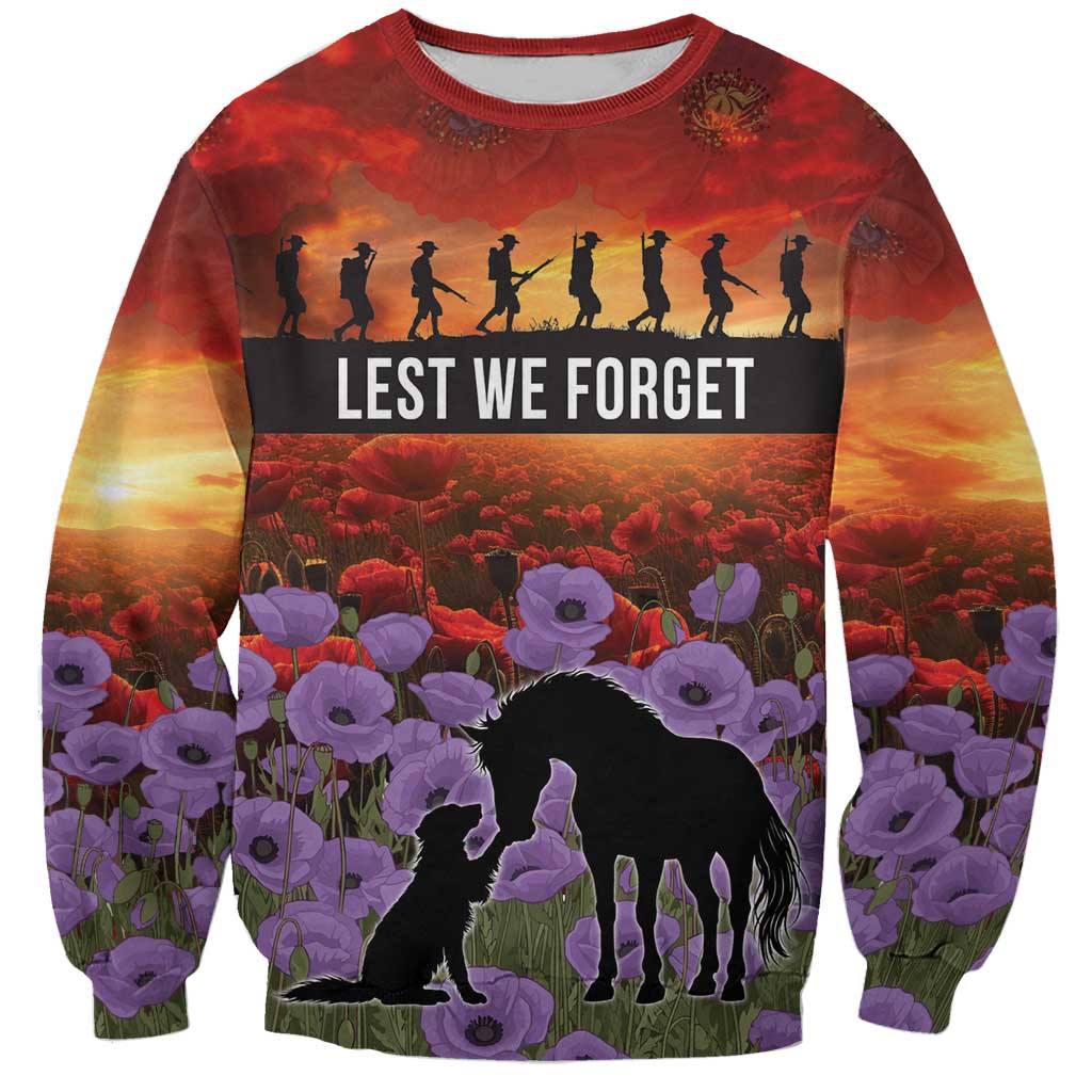 Personalised ANZAC Day Sweatshirt Remembering the Animals of War