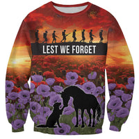 Personalised ANZAC Day Sweatshirt Remembering the Animals of War