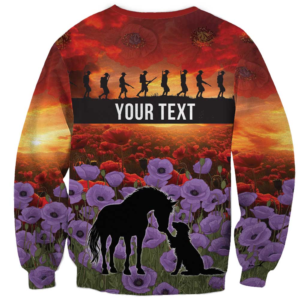 Personalised ANZAC Day Sweatshirt Remembering the Animals of War