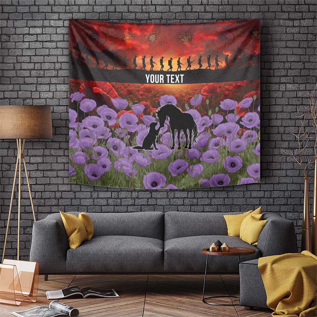 Personalised ANZAC Day Tapestry Remembering the Animals of War LT19 Purple - Polynesian Pride