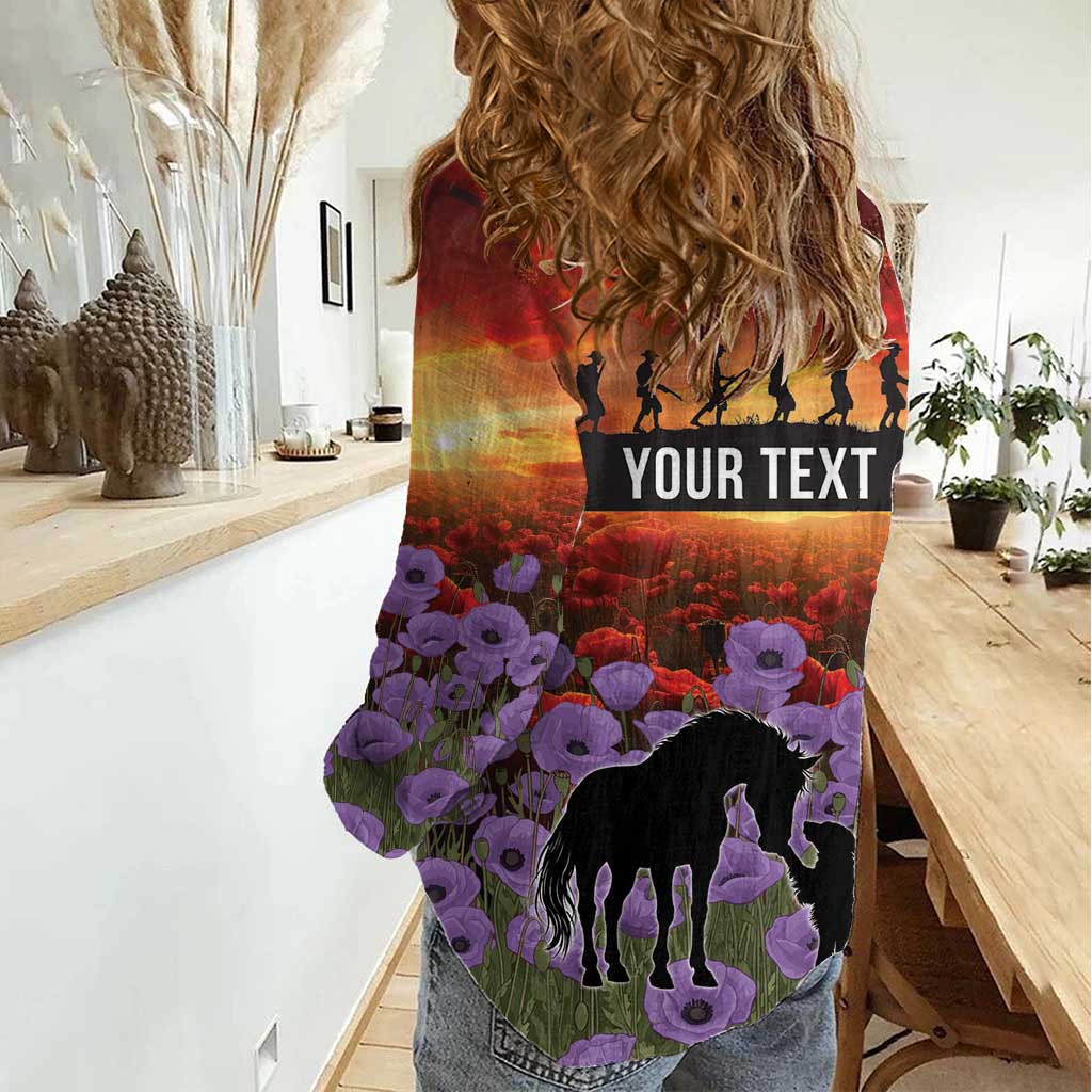 Personalised ANZAC Day Women Casual Shirt Remembering the Animals of War