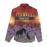 Personalised ANZAC Day Women Casual Shirt Remembering the Animals of War