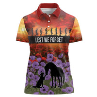 Personalised ANZAC Day Women Polo Shirt Remembering the Animals of War LT19 Female Purple - Polynesian Pride