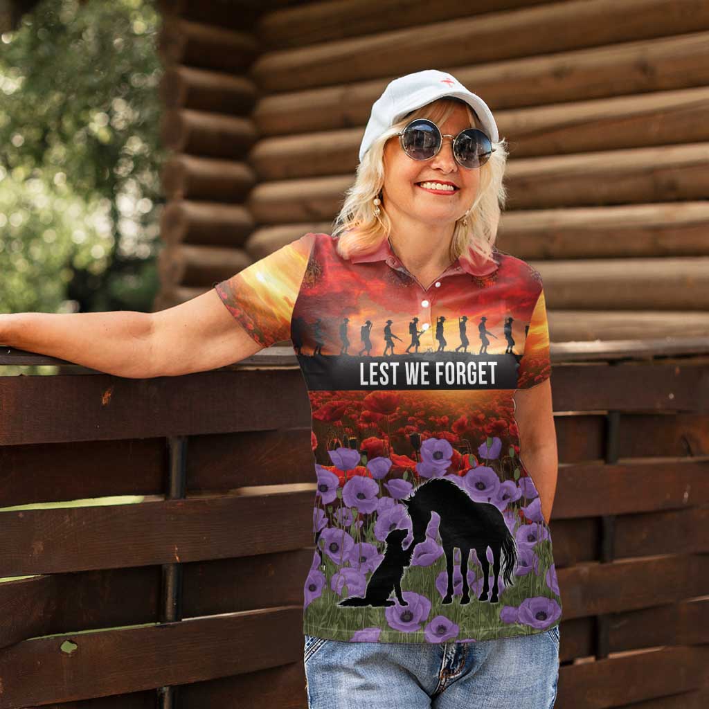 Personalised ANZAC Day Women Polo Shirt Remembering the Animals of War LT19 - Polynesian Pride