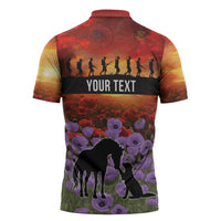 Personalised ANZAC Day Zipper Polo Shirt Remembering the Animals of War LT19 - Polynesian Pride