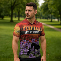 Personalised ANZAC Day Zipper Polo Shirt Remembering the Animals of War LT19 - Polynesian Pride