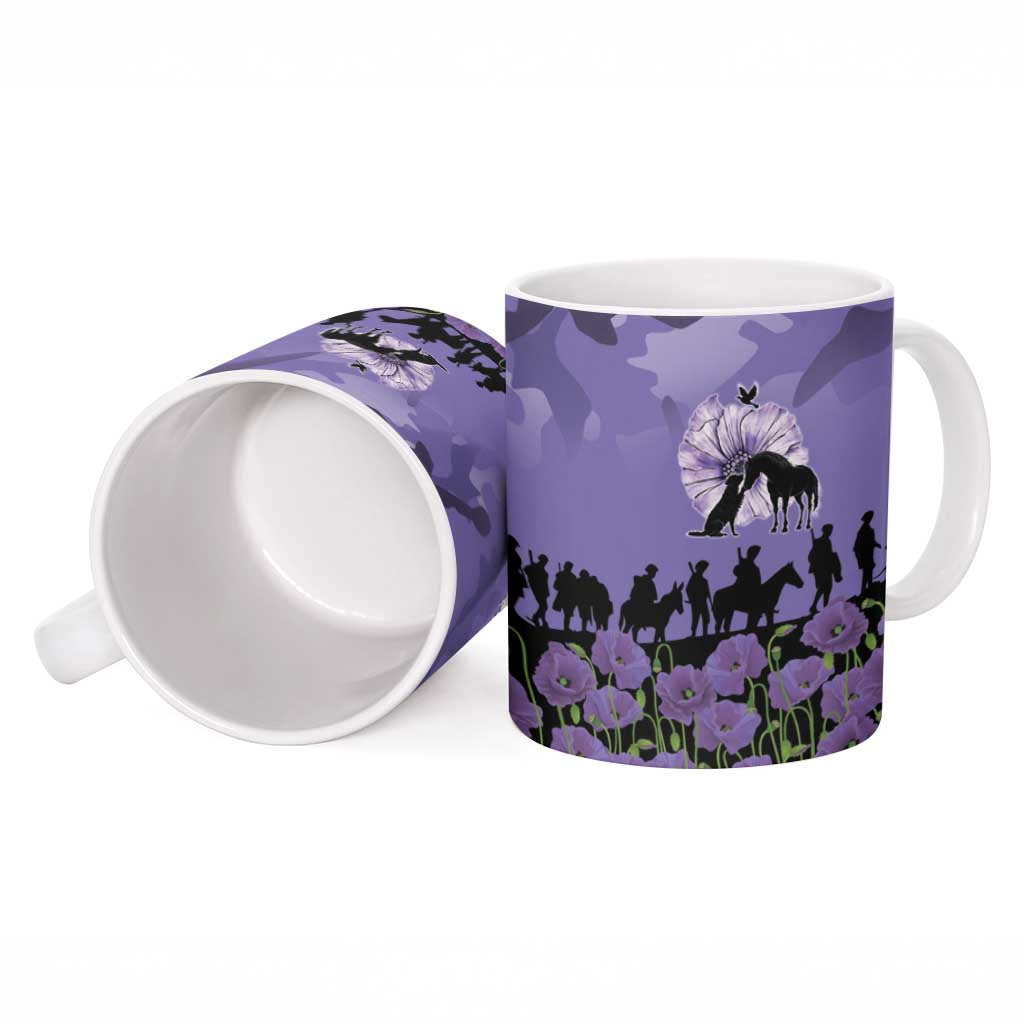 ANZAC Day Ceramic Mug Lest We Forget the Animals Too