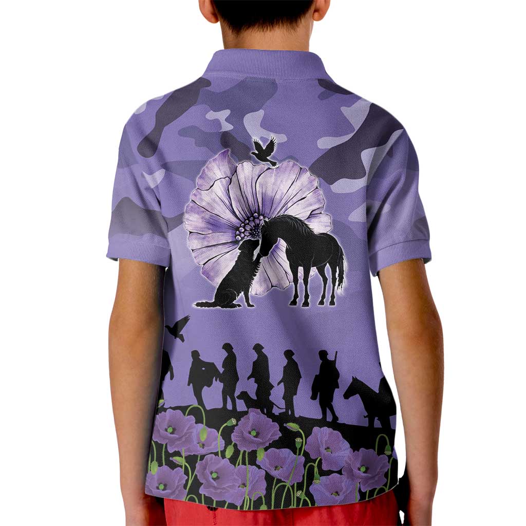 ANZAC Day Kid Polo Shirt Lest We Forget the Animals Too