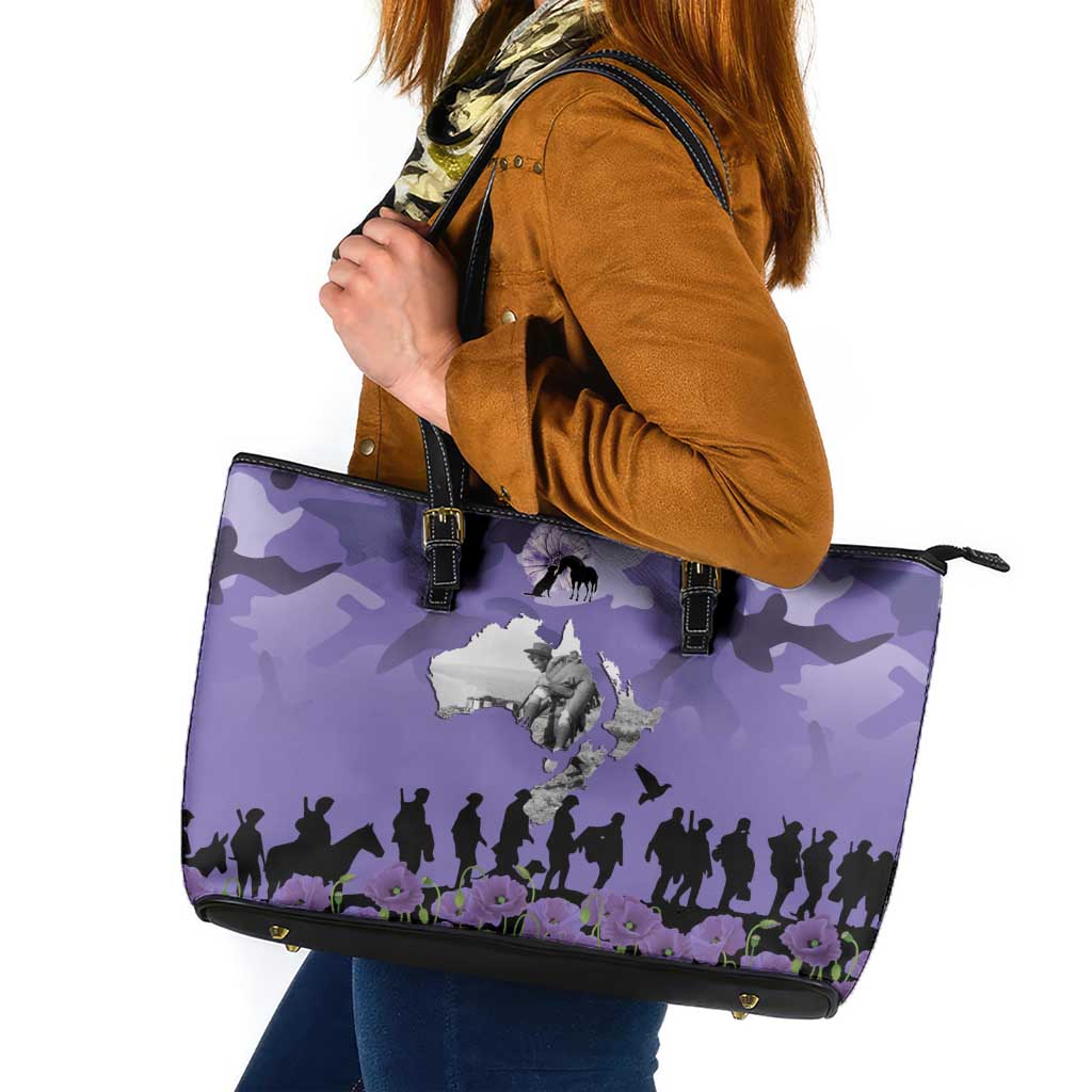 ANZAC Day Leather Tote Bag Lest We Forget the Animals Too