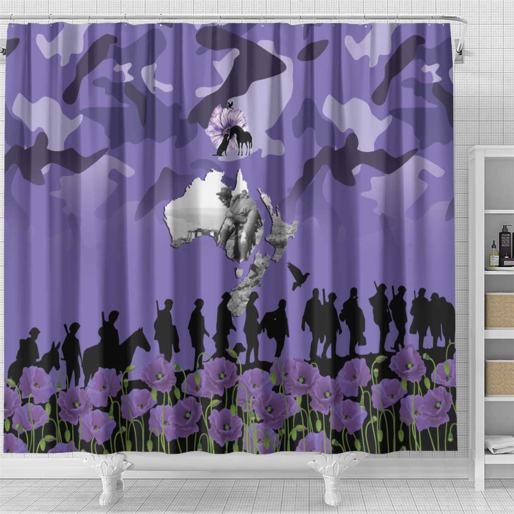 ANZAC Day Shower Curtain Lest We Forget the Animals Too