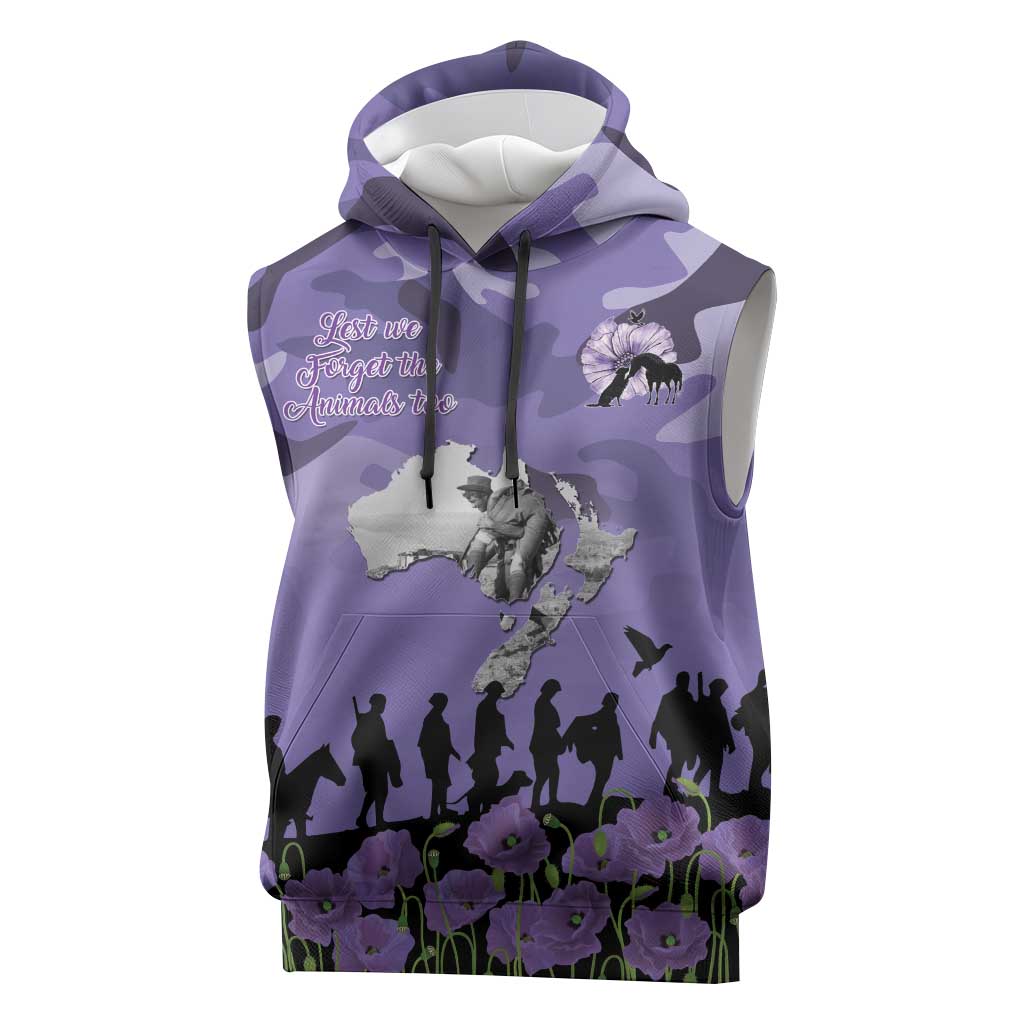 ANZAC Day Sleeveless Hoodie Lest We Forget the Animals Too