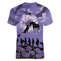 ANZAC Day Women V-Neck T-Shirt Lest We Forget the Animals Too LT19 - Polynesian Pride