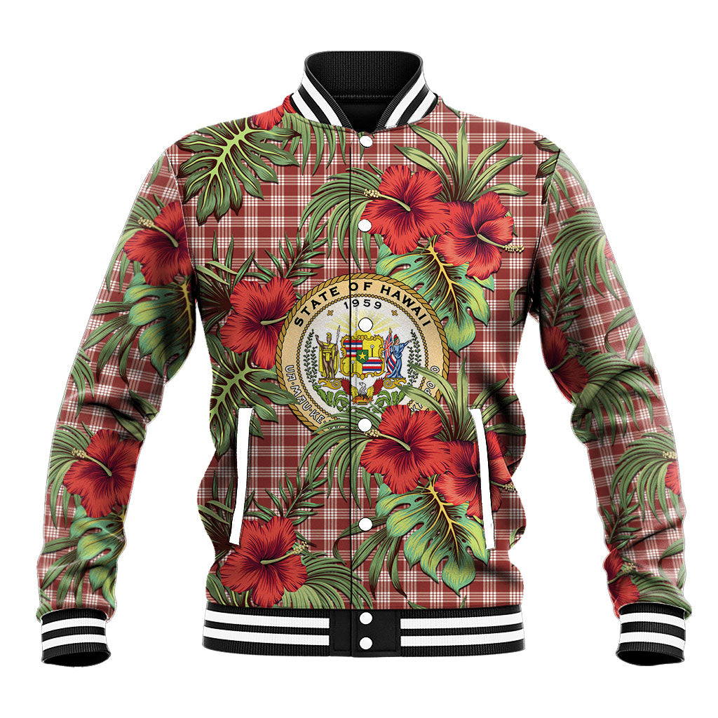 Vintage Hawaii Hibiscus Palaka Baseball Jacket Red Color LT19 Unisex Red - Polynesian Pride
