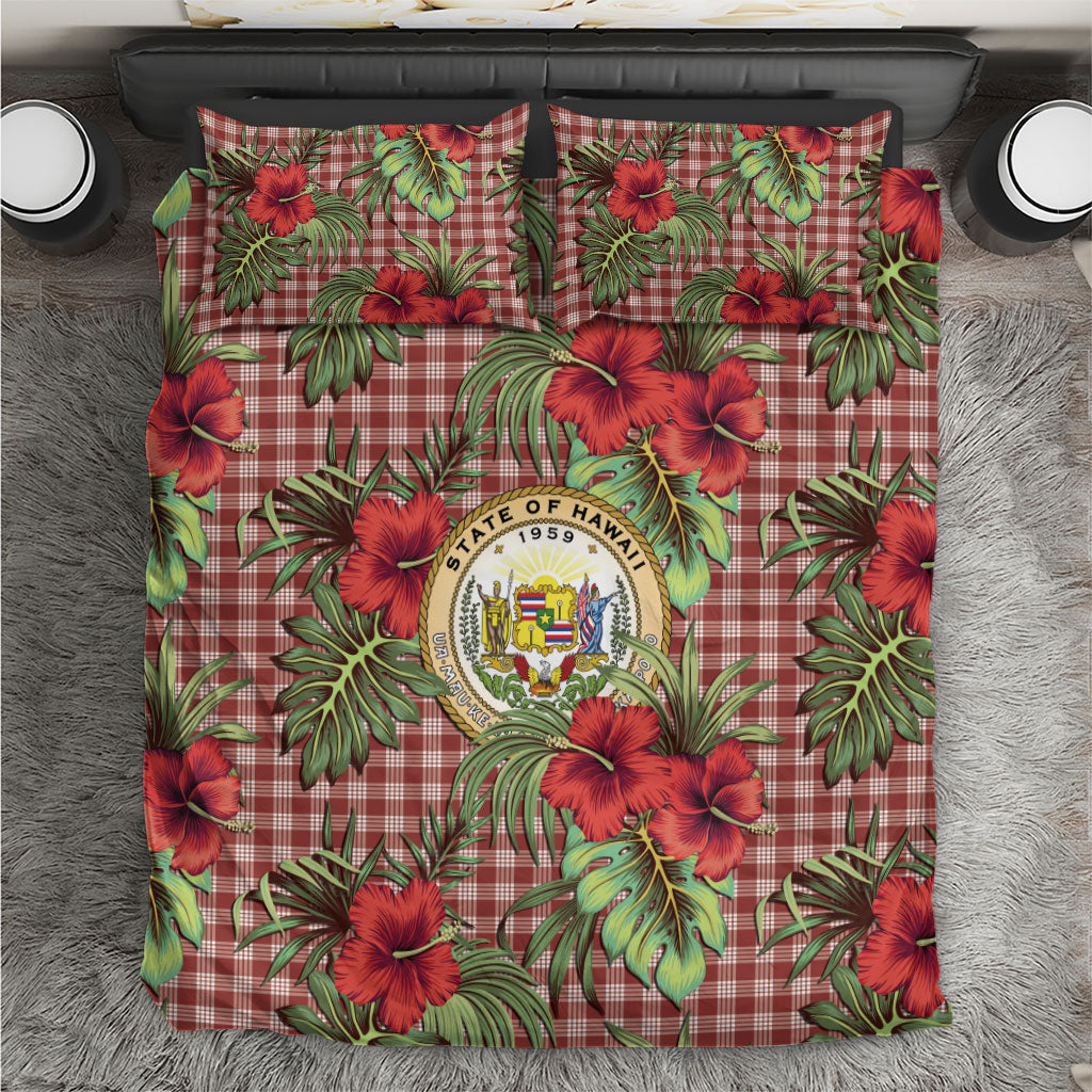 Vintage Hawaii Hibiscus Palaka Bedding Set Red Color LT19 Red - Polynesian Pride