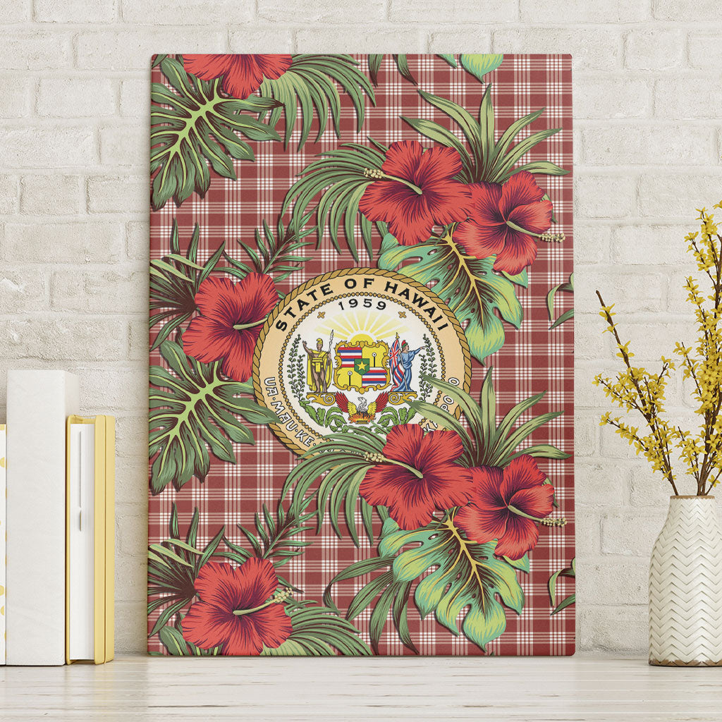 Vintage Hawaii Hibiscus Palaka Canvas Wall Art Red Color LT19 Without Frame Red - Polynesian Pride